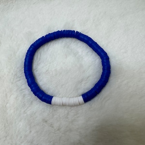 Navy Blue and White Heishi Clay Bead Bracelet #2 | Heishi Bead Bracelet Set | Stackable Bracelets | Clay Bead Bracelets | Custom Bracelets