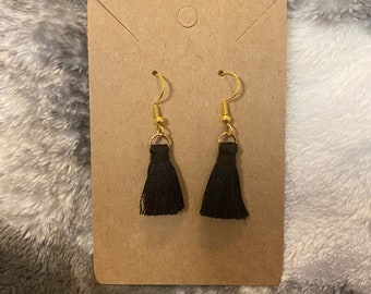 Black Tassel Dangle Earrings