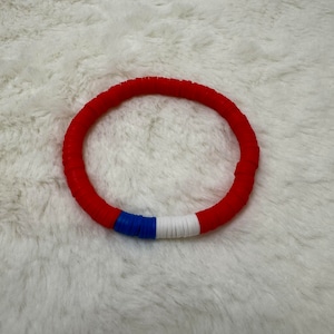 Red, White and Blue Heishi Clay Bead Bracelet #3 | Heishi Bead Bracelet Set | Stackable Bracelets | Clay Bead Bracelets | Custom Bracelets