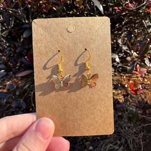 Gold Butterfly Dangle Earrings