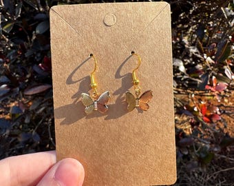 Gold Butterfly Dangle Earrings