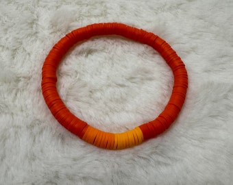 Orange Heishi Clay Bead Bracelet #3
