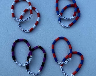 Pulseiras de argila Heishi da NFL - Cleveland Browns, Buffalo Bills, Baltimore Ravens e Denver Broncos