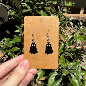 Black Ghost Charm Halloween Dangle Earrings | Ghost Earrings Dangle | Spooky Earrings | Spooky Ghost Earrings | Halloween Earrings
