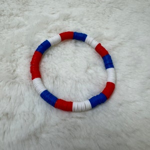 Red, White and Blue Heishi Clay Bead Bracelet #1 | Heishi Bead Bracelet Set | Stackable Bracelets | Clay Bead Bracelets | Custom Bracelets