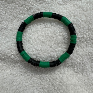 Dark Green and Black Heishi Clay Bead Bracelet #2 | Heishi Bead Bracelet Set | Stackable Bracelets | Clay Bead Bracelets | Custom Bracelets