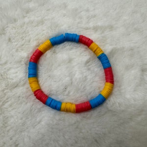 Blue, Pink and Yellow Heishi Clay Bead Bracelet #1 | Heishi Bead Bracelet Set | Stackable Bracelets | Clay Bead Bracelets | Custom Bracelets
