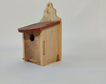 Nistkasten -Meisen/Haussperlinge, Vollholz Birnbaum/ Ahorn/Esche -natürliche Holzfarbe/ Maserung - geölt - abhebbares  Dach; 25 x 13 x 15 cm