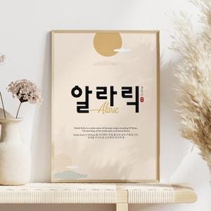 Personalized Name in Korean | Custom Name and Surname Korean | Hangul Name Print | Korean Wall Art Poster | Korean Alphabet | Birthday Gift