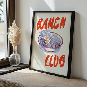 Ramen Club Poster | Physical Art | Kitchen Food Decor | Ramen Kitchen Art | Retro Japanese Ramen Art Poster | Japanese Ramen Print Poster