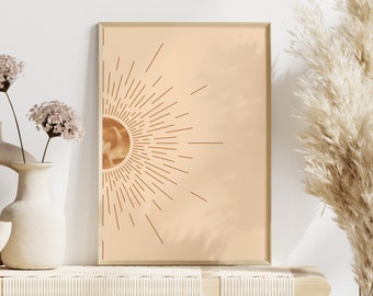 Sun Burst Illustration, Mid Century Modern Abstract Art (Digital Download)