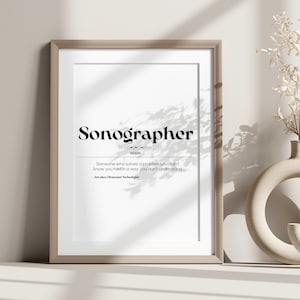 Arte de parede imprimível de definição de ultrassonografia, presente de formatura de estudante de sonografia, tecnologia de ultrassom, obrigado, decoração de parede de escritório de sonógrafo