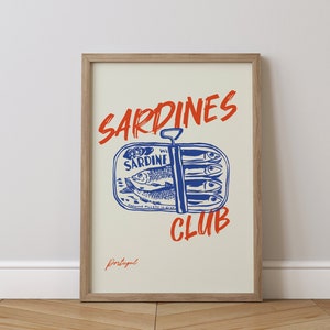 Sardines Wall Art Print | Tin Fish Art | Fish Art | Kitchen Wall Art | Seafood Wall Art | Beach House Decor | Coastal Poster | Seafood Art