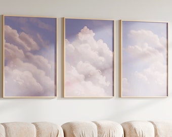 Impresión de nubes de ensueño / Arte de pared minimalista de cielo rosa (descarga digital)