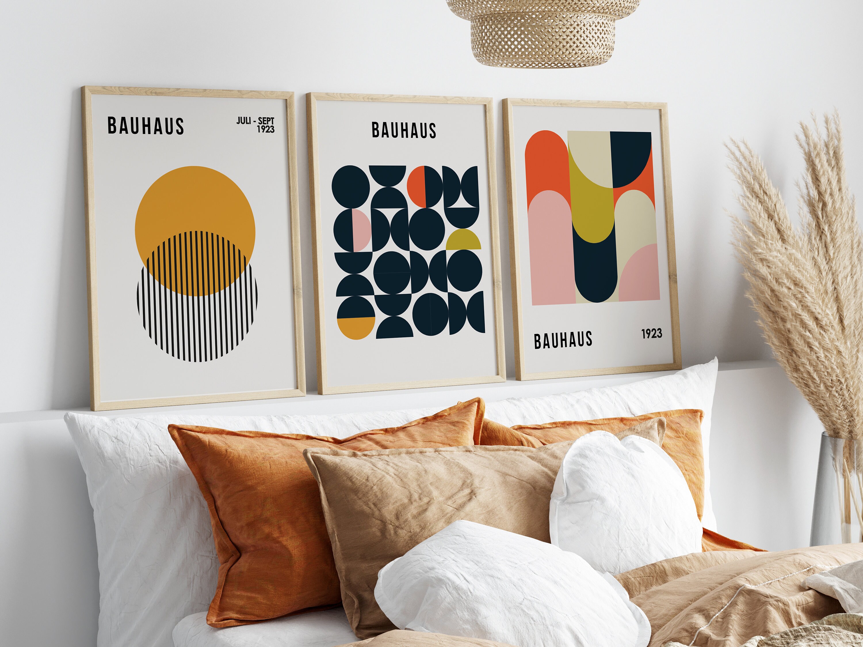 Bauhaus Poster Set of 3 Bauhaus Wall Art Mid Century Modern Wall Art ...