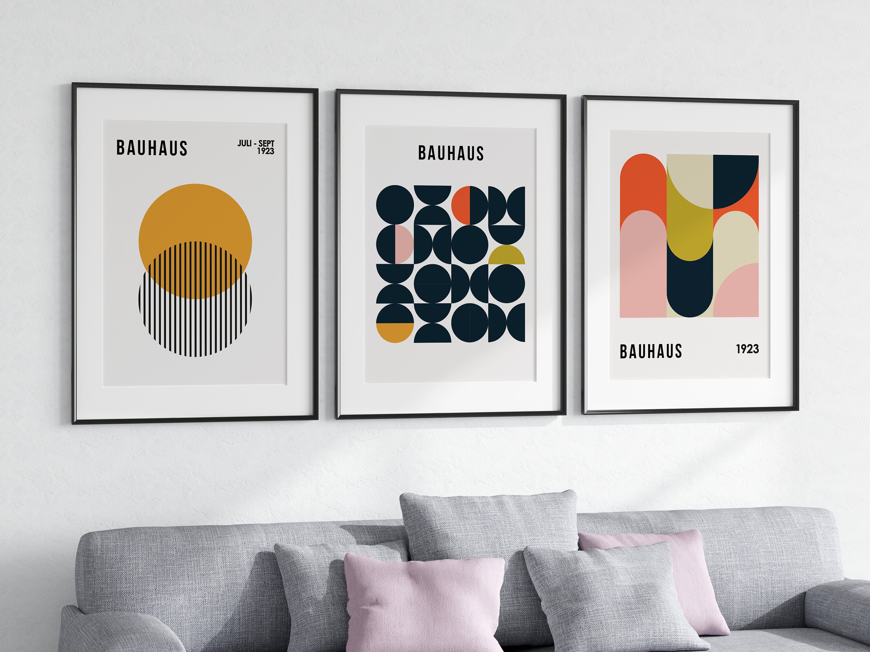Bauhaus Poster Set of 3 Bauhaus Wall Art Mid Century Modern Wall Art ...