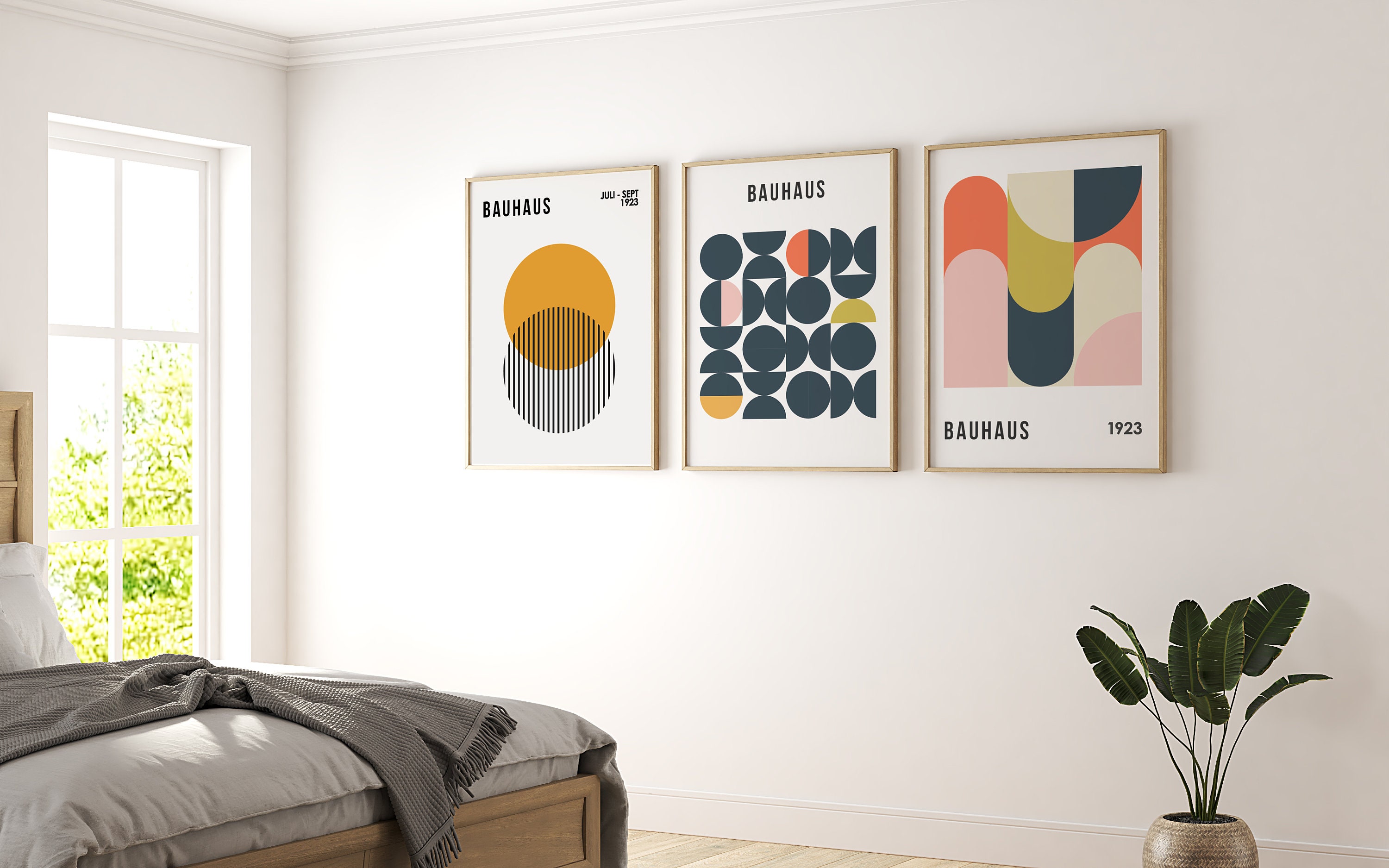 Bauhaus Poster Set of 3 Bauhaus Wall Art Mid Century Modern Wall Art ...