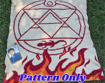 Modèle de crochet de couverture de jet d’alchimie de flamme