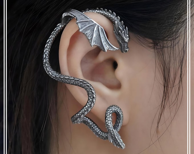 Stainless Steel Dragon Retro Punk Gothic Earrings, Titanium Steel Statement Jewelry