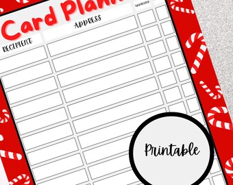 Christmas Holiday card planner tracker organization printable digital download