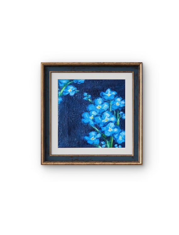 3x3″ Handmade Forget-me-not Flower Painting on Canvas - Etsy