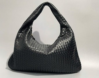 sheepskin leather hobo bag/woven leather bag/women designer bag/luxury bag/women handbags/handwoven handbag