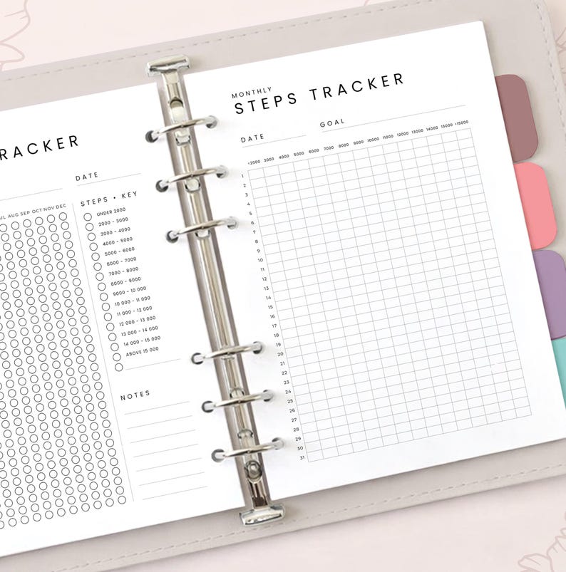 Step Rangs Steps Tracker Printable | Monthly & Yearly Walking Log | A4 A5 US ...
