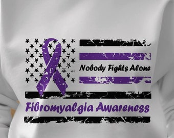 nobody fights alone Fibromyalgia awareness png svg