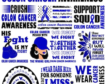 Colon Cancer Awareness Bundle png Svg , Colon Cancer svg png , Warrior Survivor Support Colon Cancer svg png