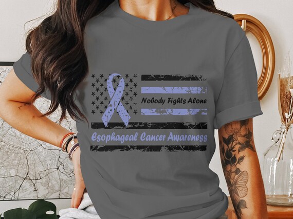 Esophageal Cancer Awareness T-Shirt American Flag Distresse Esophageal Cancer Awareness T-Shirt American Flag Distresse
