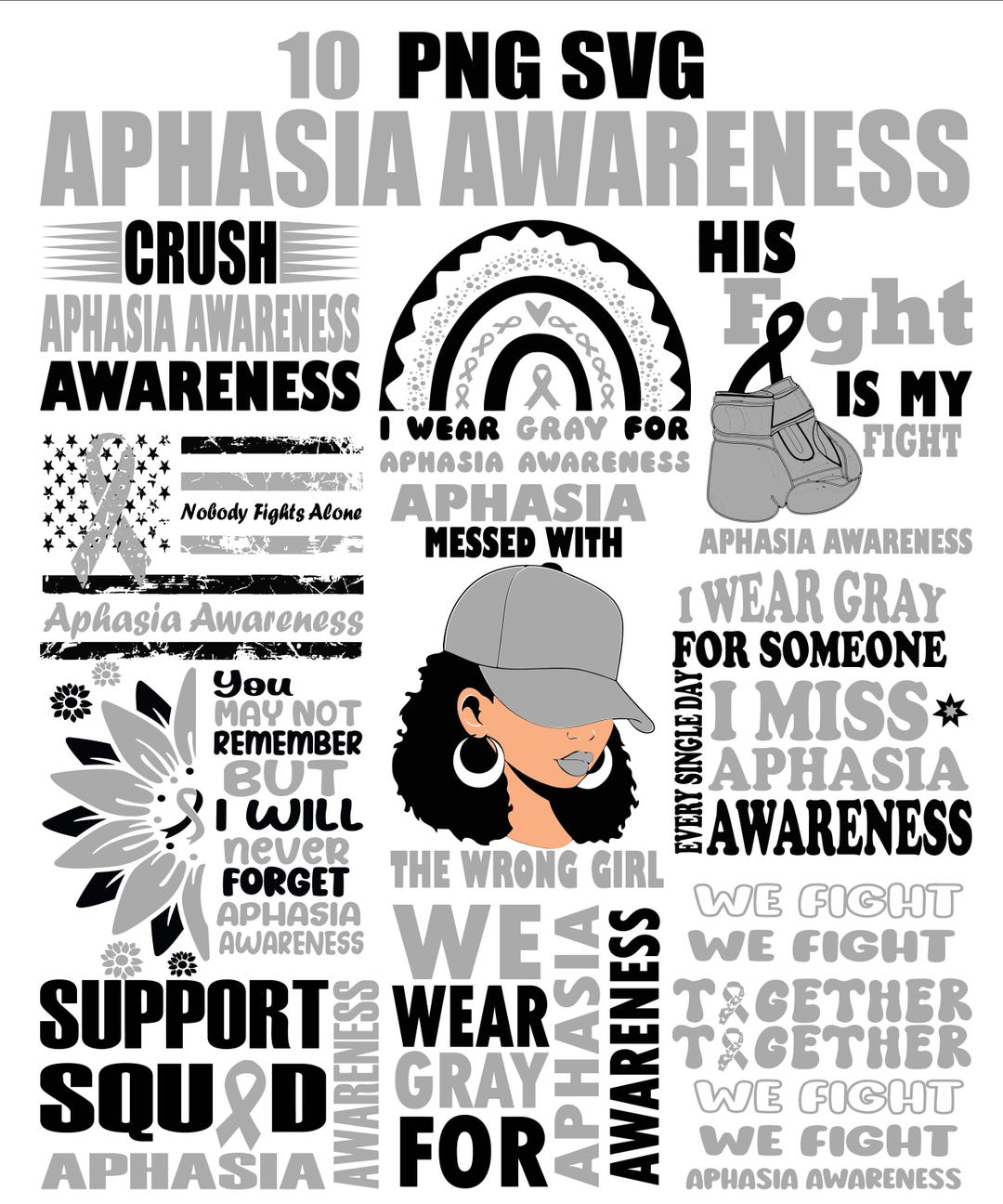 Aphasia Awareness Bundle: Gray Ribbon SVG PNG (digital Download) - Etsy