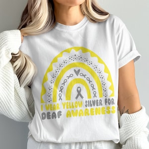 i wear yellow silver for Deaf awareness svg png