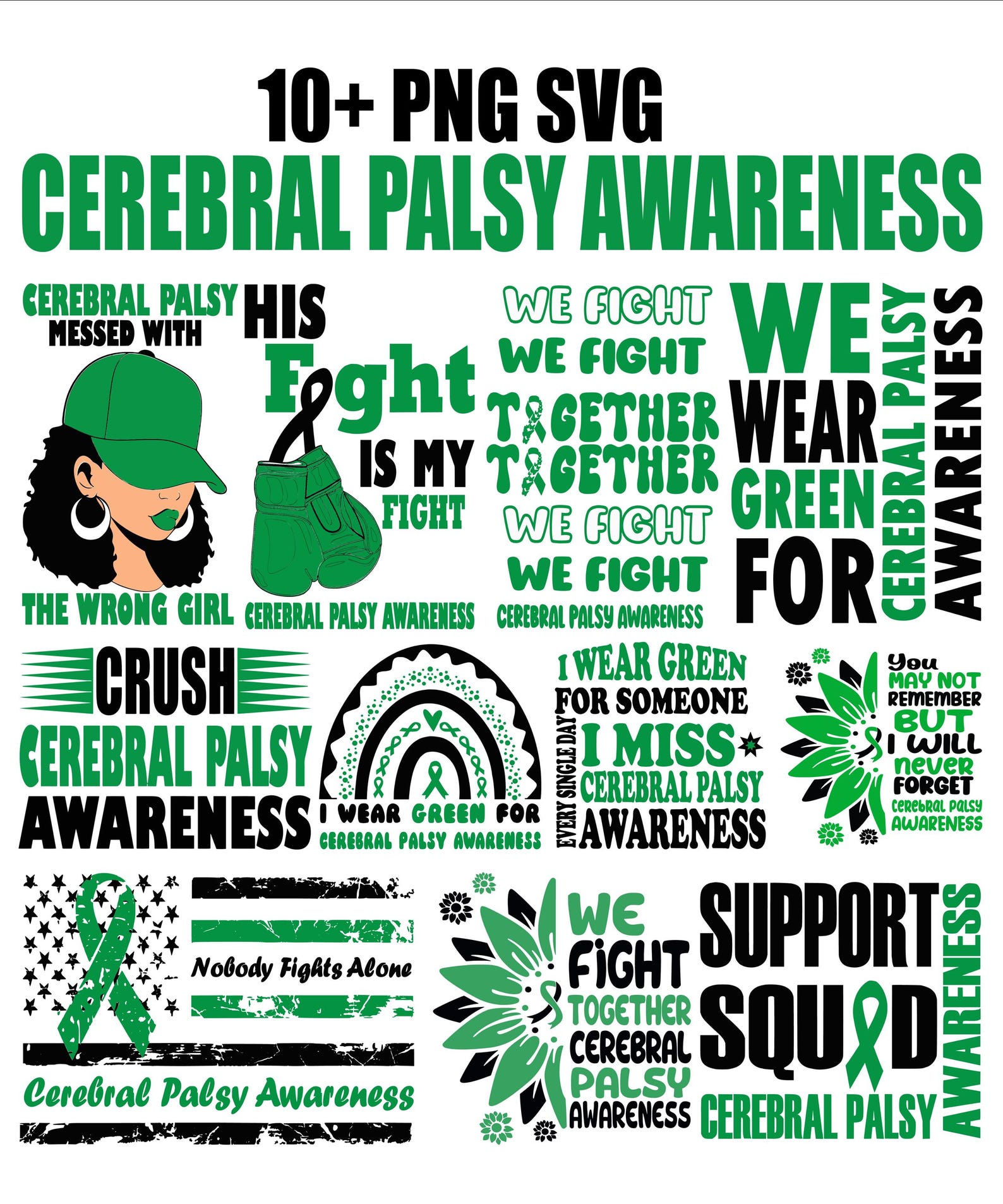 Cerebral Palsy Awareness Bundle: Ribbon Support SVG PNG (digital ...
