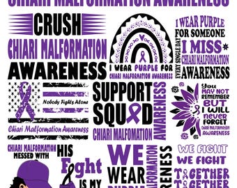 Chiari Malformation Awareness Bundle Svg Png , Chiari Malformation svg png , Purple Ribbon Svg png