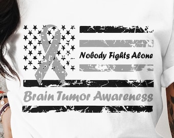 nobody fights alone Brain Tumor awareness png svg