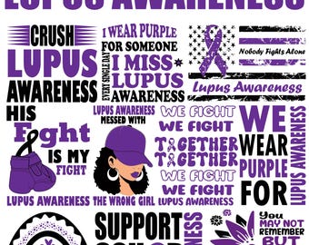 Lupus Awareness Bundle Svg Png , purple ribbon svg png , Lupus Ribbon Support Svg png