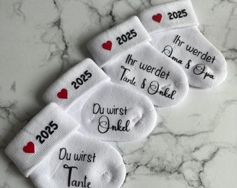 Schwangerschaft verkünden I personalisierte Babysocke in Geschenkbox