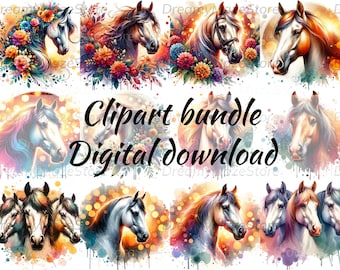 12 Horse Clipart Bundle | 12 Artistic Designs for DIY Projects | Pixel Art Clipart Pack