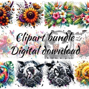 Paquete de imágenes prediseñadas de flores de colores - Pixel Art hecho a mano - Flores de hojas de sol - 12 diseños