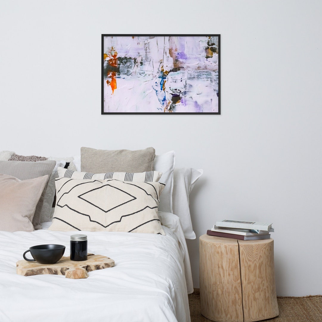 Colorful Abstract Painting Printable Wallart in Black Frame: Modern Wall Art for Living Room and ...