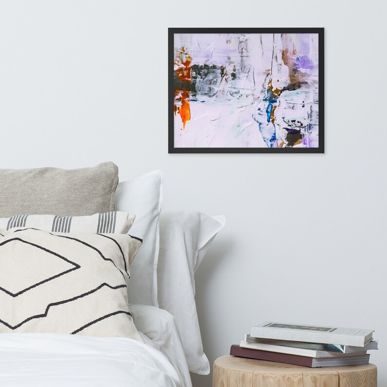 Colorful Abstract Painting Printable Wallart in Black Frame Modern