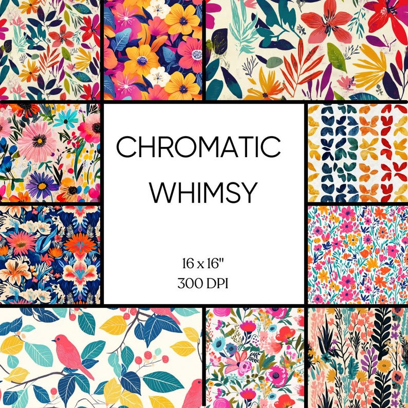 High Resolution Whimsy Patterns Chromatic Whimsy Seamless Digital Paper Pack - Etsy