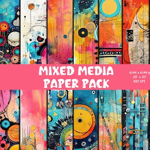 Mixed media background digital paper pack
