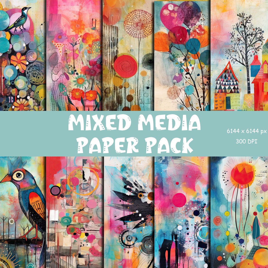 Mixed Media Digital Paper Pack Etsy