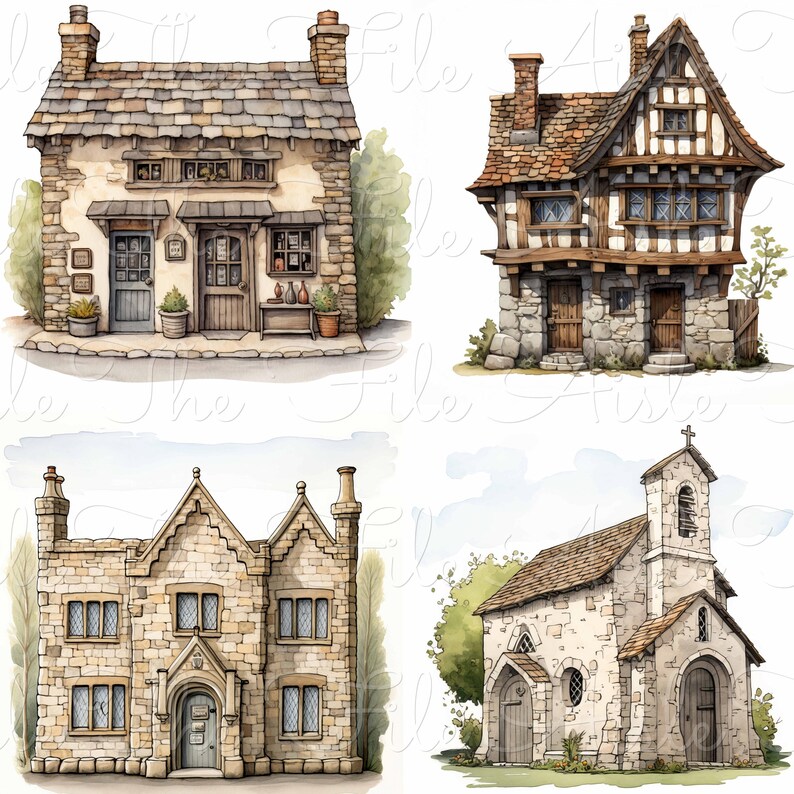 Enchanted Village Digital Houses Paper Pack - Etsy