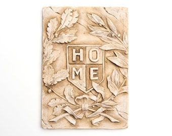 HOME Plaster Relief Wall Sculpture: English Style Ornament 18x27cm (7x10inches)
