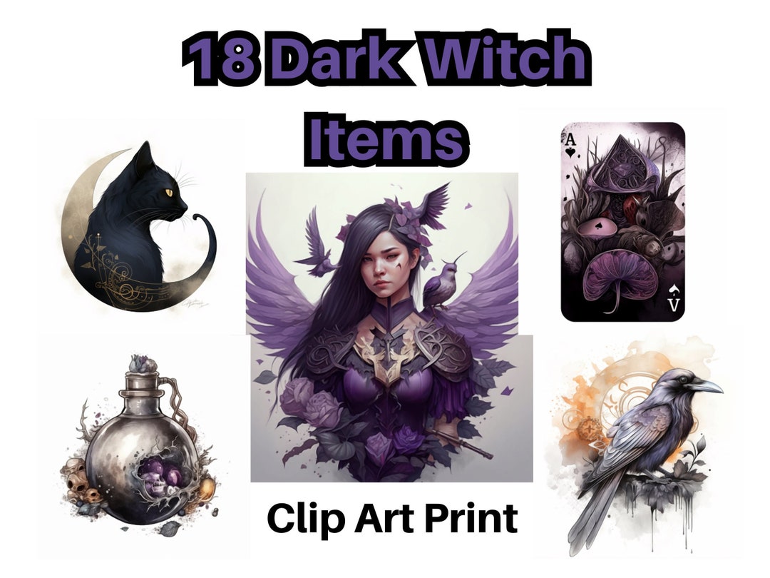 Dark Witch Clipart, Dark Witch Items, Magic Clip Art, Mystical Clipart ...