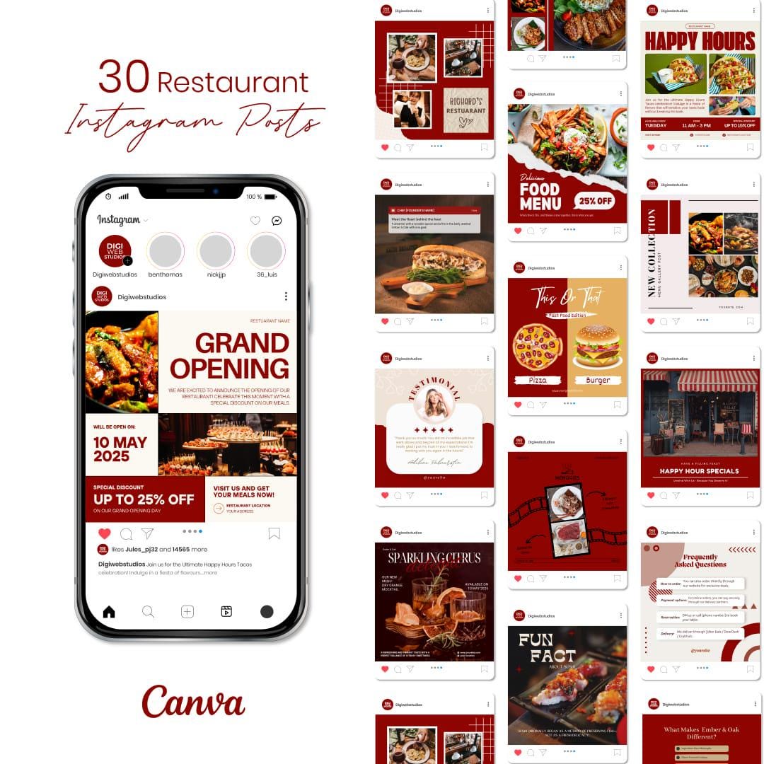 Restaurant Instagram Post Templates | Canva Editable, Food & Recipe ...