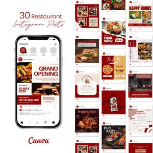 30+ Restaurant social media posts, Restaurant Canva, Food Cooking Recipe Healthy Eating, Canva Template, Dietician Social Media Marketing