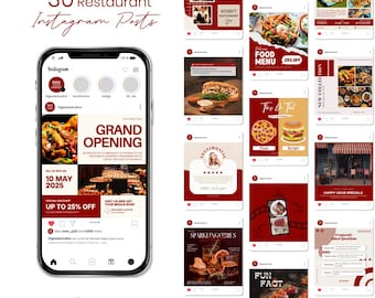Restaurant Instagram Post Templates | Canva Editable, Food & Recipe (Digital Download)